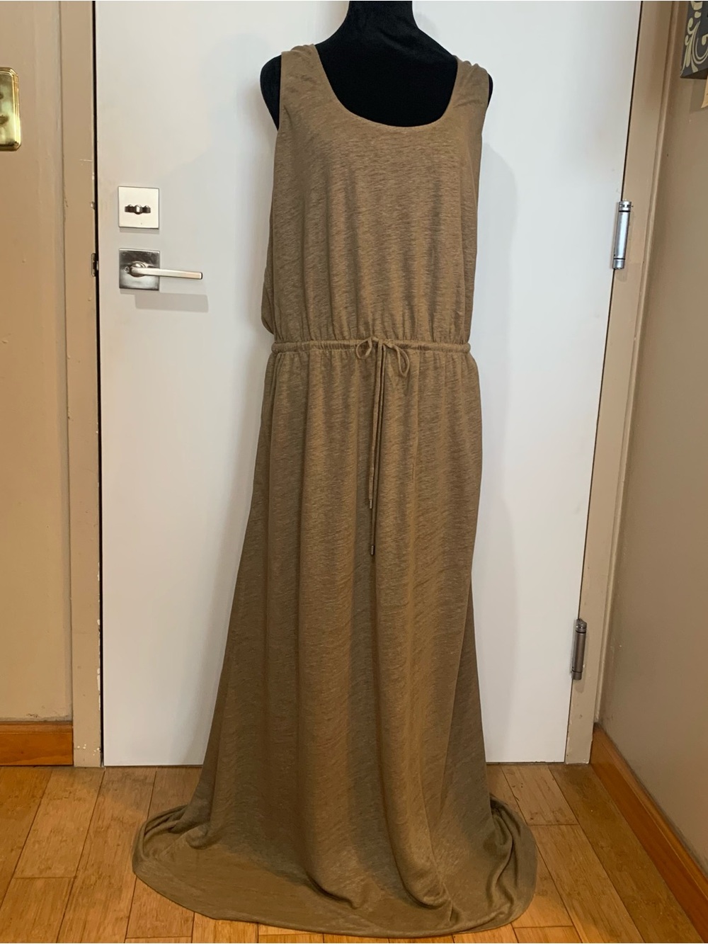 Tommy Bahama 100% Linen Large Seneca Olive Maxi Tank Dress with Drawstring Waist